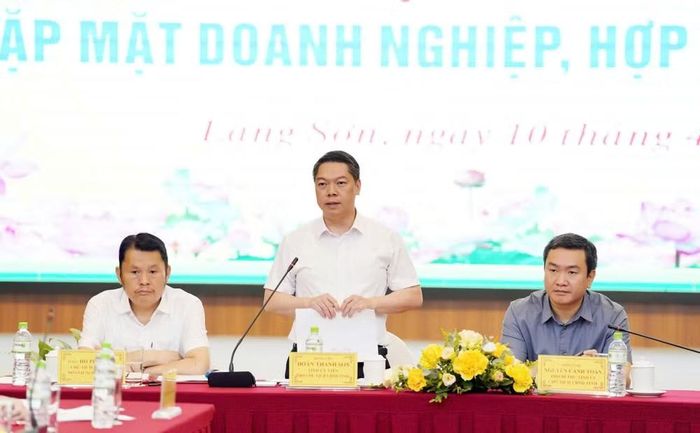 Đồng chí Đoàn Thanh Sơn, Phó Chủ tịch Ủy ban nhân dân tỉnh Lạng Sơn phát biểu tại hội nghị.