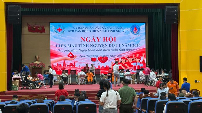 Quang cảnh Ngày hội hiến máu tình nguyện đợt 1 năm 2026 tại xã Nậm Hàng.