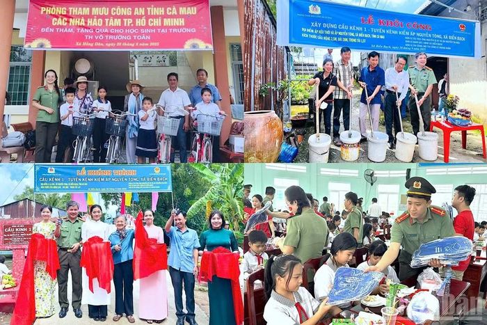 Lực lượng Tham mưu Công an tỉnh Cà Mau tích cực thực hiện các hoạt động an sinh xã hội, chung sức vì cộng đồng tại các vùng quê sông nước Cà Mau.