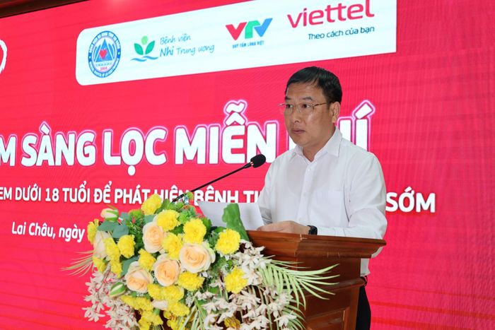 Đồng chí Tống Thanh Bình - Ủy viên BTV Tỉnh ủy, Phó Chủ tịch Thường trực Ủy ban MTTQ Việt Nam tỉnh Lai Châu phát biểu tại chương trình.