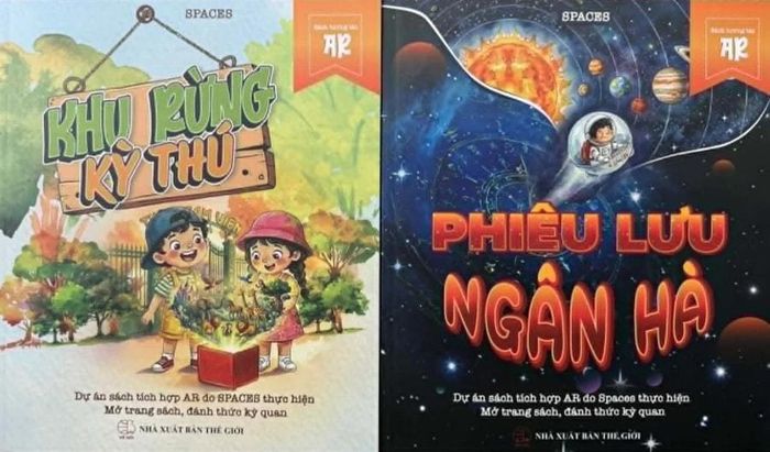Bộ đôi sách tương tác AR “Phiêu lưu ngân hà” và “Khu rừng kỳ thú” do Spaces phát triển. Ảnh: TH