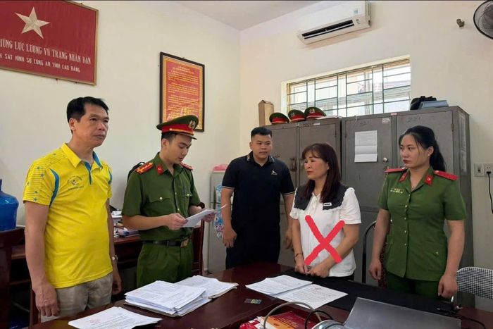 Nông Thị Túc tại cơ quan công an. Ảnh: CACC