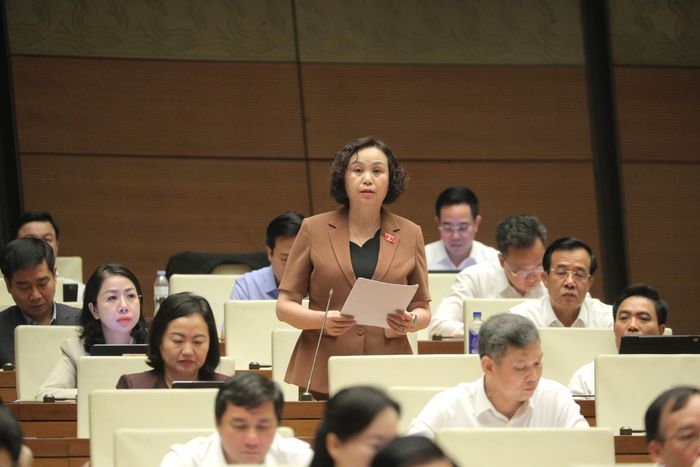 ĐBQH Cao Thị Xuân (Thanh Hóa) phát biểu tại hội trường. Ảnh: Hồ Long