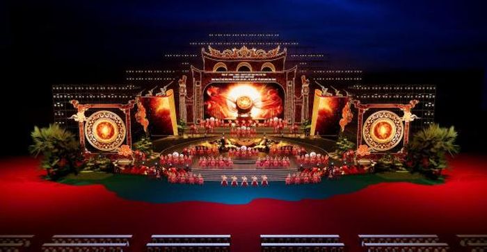 Thiết kế sân khấu hoành tráng cho đêm khai mạc Lễ hội Đền Hùng năm 2026.