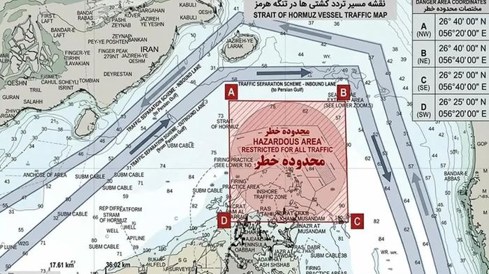  Iran cung cấp bản đồ đi qua eo biển Hormuz. Ảnh: National. 