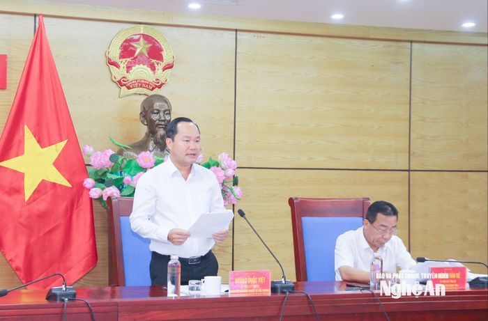 Đồng chí Hoàng Quốc Việt – Ủy viên Ban Thường vụ Tỉnh ủy, Giám đốc Sở Nông nghiệp và Môi trường phát biểu khai mạc hội nghị. Ảnh: Mai Hoa