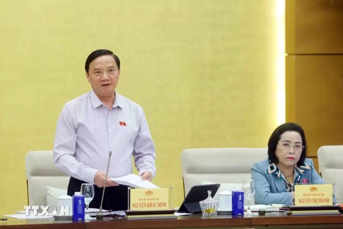 Phó Chủ tịch Quốc hội Nguyễn Khắc Định phát biểu. (Ảnh: Phạm Kiên/TTXVN)