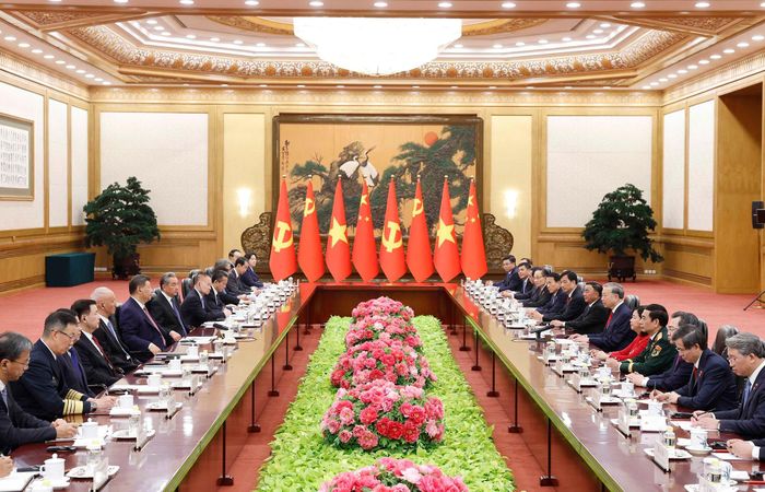 Tổng Bí thư, Chủ tịch nước Tô Lâm hội đàm với Tổng Bí thư, Chủ tịch nước Trung Quốc Tập Cận Bình. Ảnh: TTXVN