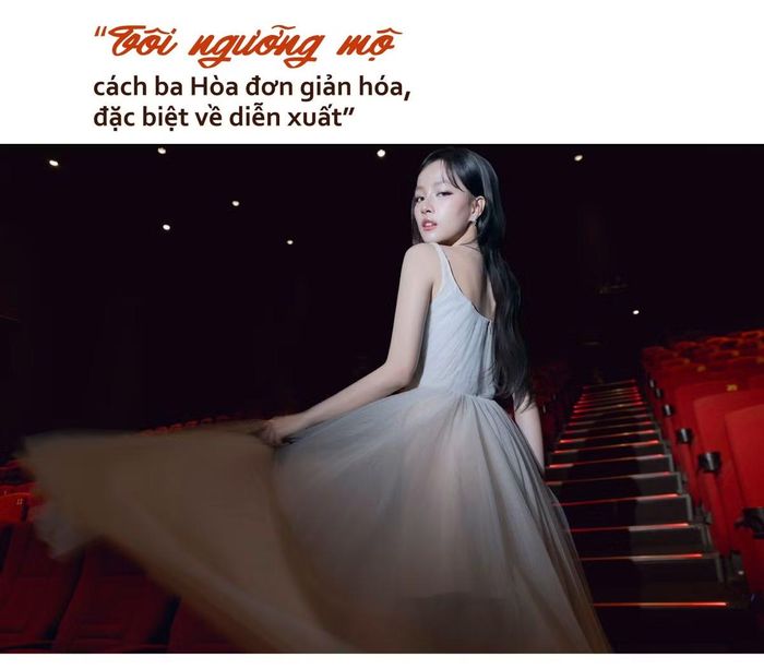 - Được biết chị vốn là một 'fan cứng' của anh Thái Hòa trước khi vào nghề. Cảm giác của chị thế nào khi cái tên mình ngưỡng mộ bấy lâu nay lại trở thành 'ba' của mình trên màn ảnh?