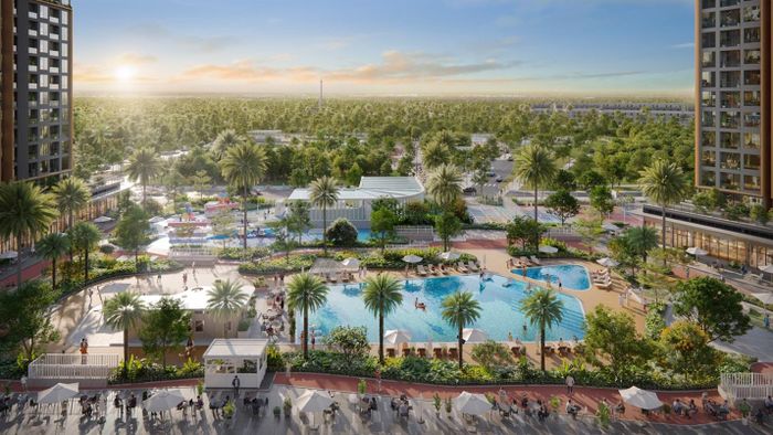 Hệ tiện ích ngoài trời phủ xanh không gian sống tại Prime Garden và Midtown Garden - dự án The Parkland. Ảnh phối cảnh