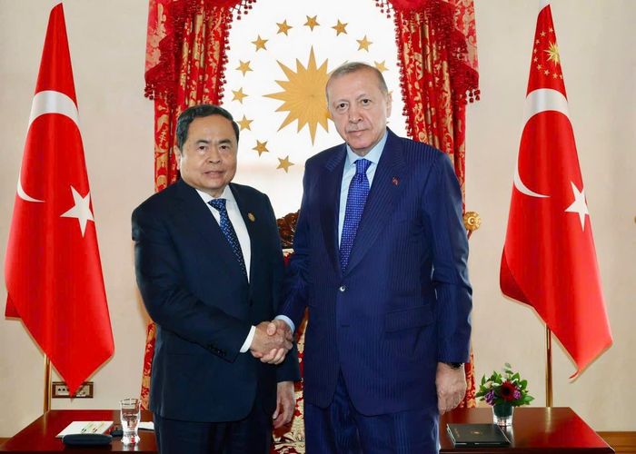 Chủ tịch Quốc hội Trần Thanh Mẫn hội kiến Tổng thống Thổ Nhĩ Kỳ Recep Tayyip Erdogan. Ảnh: QH
