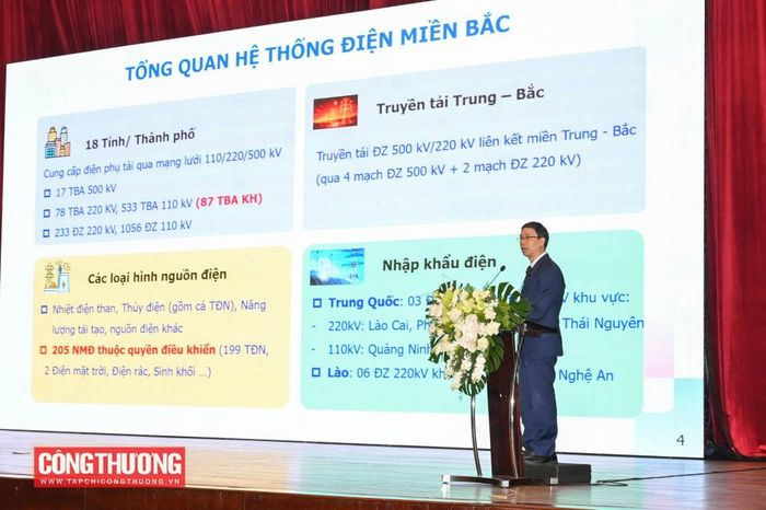 Ông Trần Minh Dũng - Phó Giám đốc Trung tâm Điều độ hệ thống điện miền Bắc (NSO) phát biểu tại Hội nghị