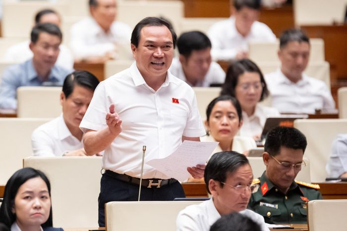 Đại biểu Quốc hội Nguyễn Công Hoàng (đoàn Thái Nguyên) phát biểu.