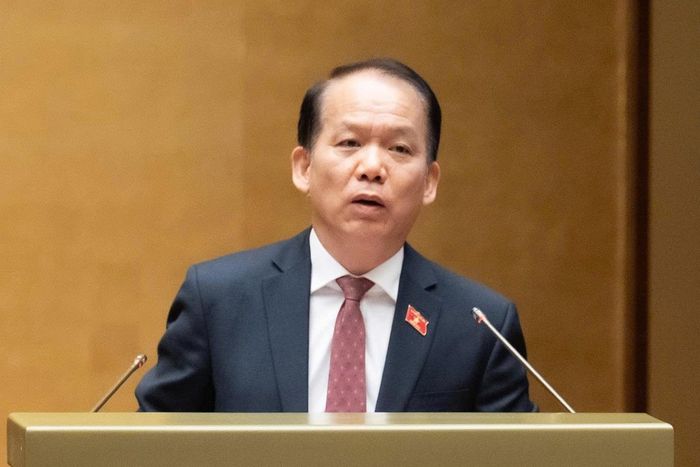 Bộ trưởng Tư pháp Hoàng Thanh Tùng phát biểu giải trình. Ảnh: QH