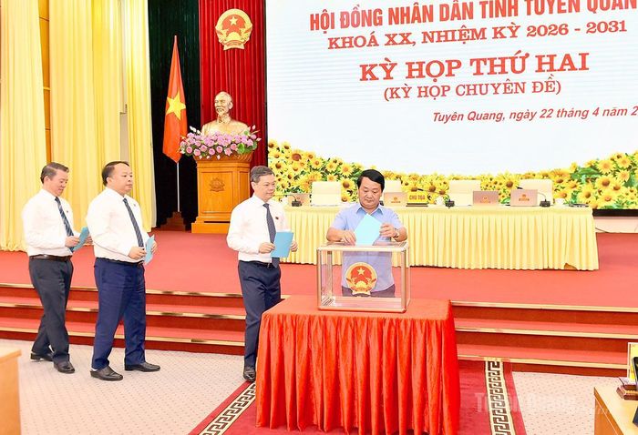 Các đại biểu bỏ phiếu bầu Ủy viên UBND tỉnh.