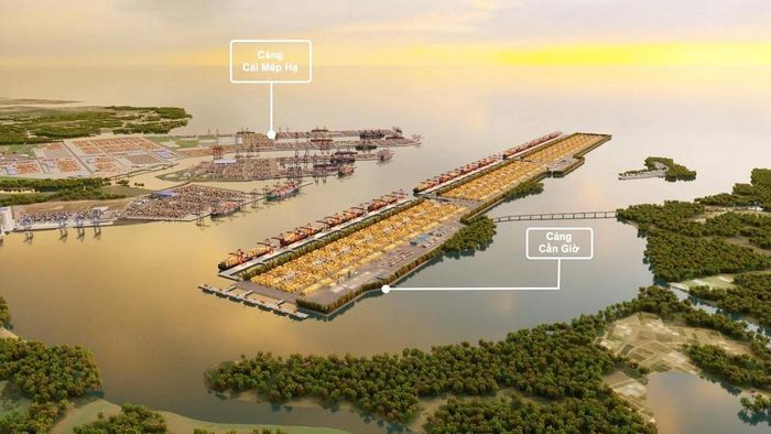 Phối cảnh cảng Cái Mép Hạ và cảng trung chuyển quốc tế Cần Giờ. Ảnh: Portcoast.
