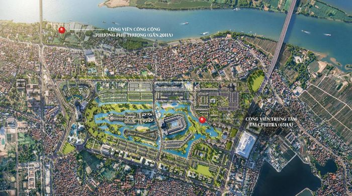 Vị trí Công viên Ciputra và Công viên Phú Thượng (Ảnh: CĐT)