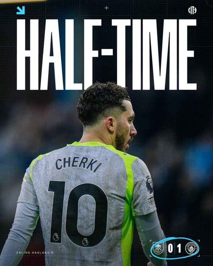 45 phút đầu khép lại với tỷ số 1-0 nghiêng về Man City
