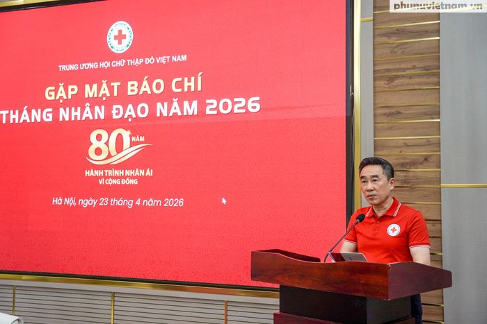 Ông Nguyễn Hải Anh, Phó Chủ tịch, Tổng Thư ký TW Hội Chữ thập đỏ Việt Nam, phát biểu