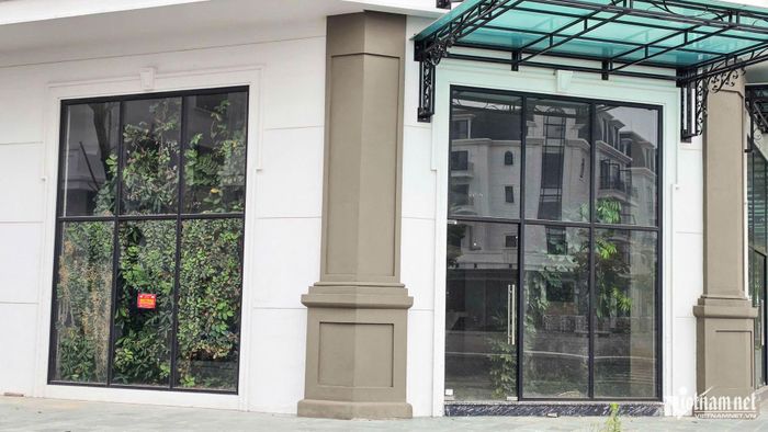 Nhiều căn shophouse tại khu vực này vắng bóng người, cỏ mọc um tùm bên trong.