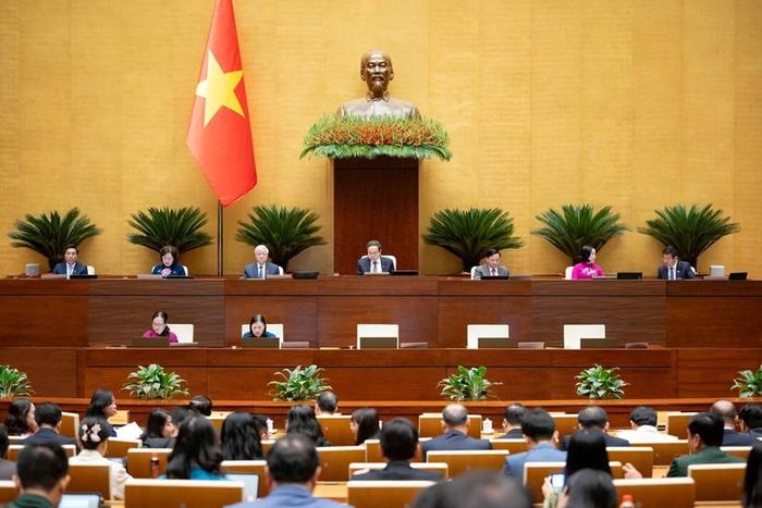 Quang cảnh phiên làm việc của Quốc hội sáng 24/4. (Ảnh: CTTĐT Quốc hội)