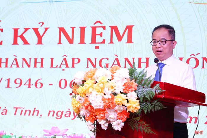 Đồng chí Lê Trung Hiếu - Phó Cục trưởng Cục Thống kê phát biểu tại lễ kỷ niệm.