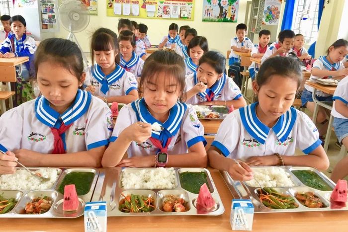 Sở GD-ĐT TP. Hồ Chí Minh yêu cầu các cơ sở giáo dục trong trường hợp phát hiện có nguy cơ ảnh hưởng đến sức khỏe học sinh thì áp dụng dừng tiếp nhận suất ăn theo bữa, theo lô hoặc tạm dừng sử dụng nhà cung cấp liên quan. Trong ảnh, lực lượng chức năng kiểm tra bếp ăn tập thể tại một trường học trên địa bàn TP. Hồ Chí Minh