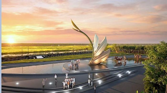 Phối cảnh biểu tượng tôn vinh lúa nước tỉnh Cà Mau.