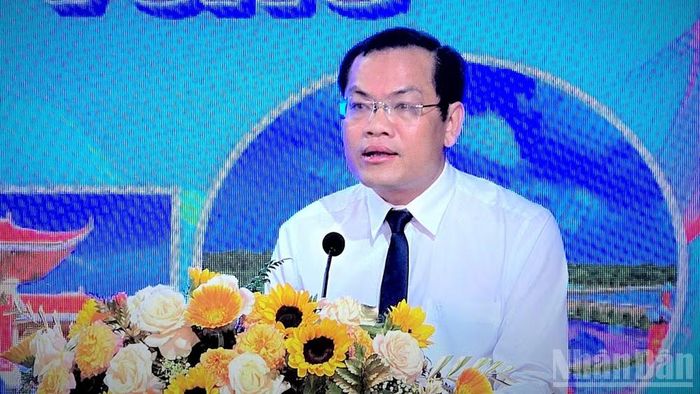 Phó Chủ tịch Ủy ban nhân dân tỉnh Cà Mau Ngô Vũ Thăng phát biểu tại Lễ công bố thành lập Bảo tàng Lúa nước Cà Mau.