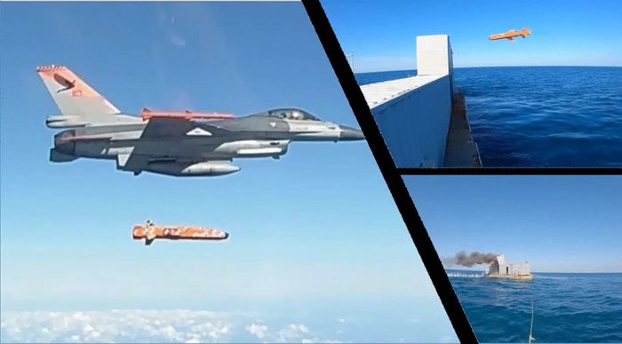 Tiêm kích F-16 phóng tên lửa SOM-J. (Ảnh chụp màn hình từ video bắn thử/navalnews.com).
