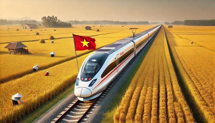 Dự án tuyến đường sắt tốc độ cao Bắc-Nam dự kiến sẽ được khởi công cuối năm 2026. (Ảnh do AI tạo)