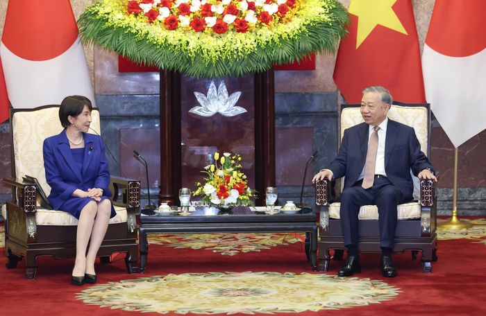  Tổng Bí thư, Chủ tịch nước Tô Lâm tiếp Chủ tịch Đảng Dân chủ Tự do, Thủ tướng Nhật Bản Takaichi Sanae ngày 2-5. Ảnh: QUANG PHÚC. 