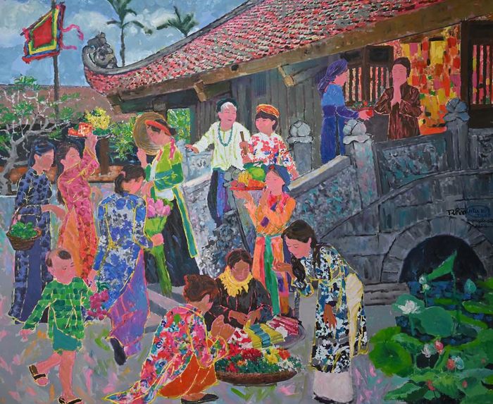 Tác phẩm "Lễ Rằm chùa Bút Tháp".
