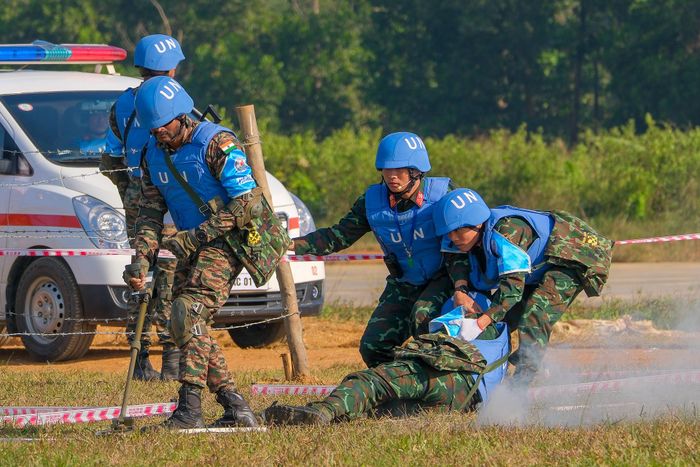 Quân đội Việt Nam và Ấn Độ diễn tập về gìn giữ hòa bình Liên Hợp Quốc năm 2025. Ảnh: PH