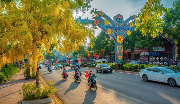 Tại khu vực trung tâm đô thị Gia Nghĩa và các khu, điểm du lịch trọng điểm, cánh hoa rơi vương đầy lòng đường, hè phố… “tô điểm” và làm "Phố thị hoa vàng" trở nên quyến rũ hơn. Ảnh: Ngô Minh Phương