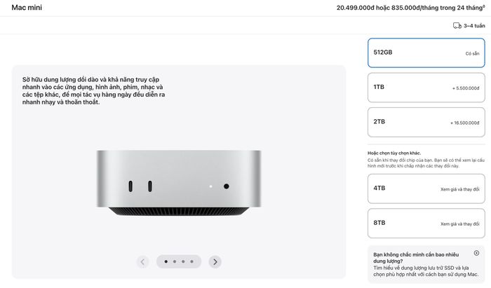 Tùy chọn 256 GB không còn trên website Apple Việt Nam. 