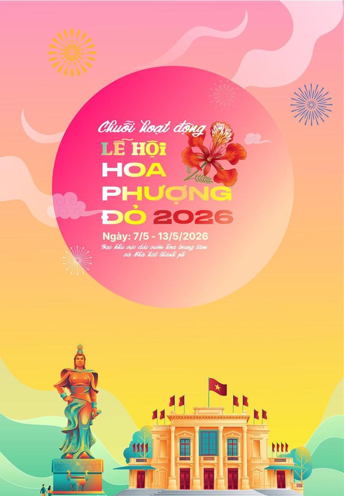 Poster quảng bá về Lễ hội Hoa Phượng Đỏ - Hải Phòng 2026