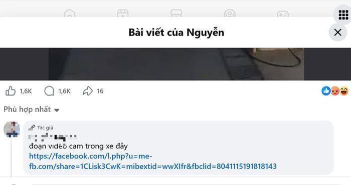 Chủ Facebook còn đăng kèm đường dẫn liên kết bên dưới phần bình luận để "dụ" người dùng mạng kích vào