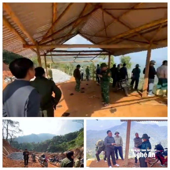 Hoạt động kiểm tra hiện trường vụ việc lấn chiếm đất, dựng công trình trái phép tại khoảnh 6, tiểu khu 861 của UBND xã Tương Dương, UBND xã Na Ngoi cùng các lực lượng liên quan trong ngày 19/1/2026. Ảnh: BQLRPH Tương Dương cung cấp