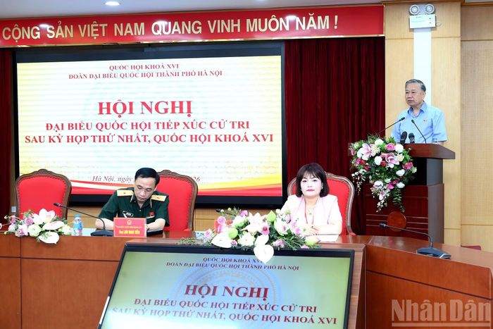Tổng Bí thư, Chủ tịch nước Tô Lâm phát biểu tại Hội nghị đại biểu Quốc hội tiếp xúc cử tri, sau Kỳ họp thứ nhất, Quốc hội khóa XVI.