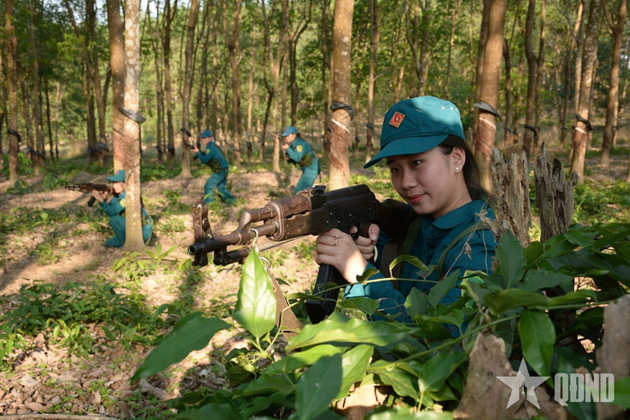 Tổ tự vệ triển khai đội hình chiến đấu trong những vườn cây.