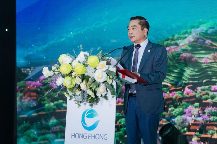 Ông Nguyễn Công Hồng - Chủ tịch Công ty TNHH MTV Đầu tư và Phát triển Hồng Phong, chủ đầu tư dự án Eco Sapa phát biểu trong lễ khởi công dự án