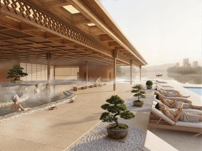 Tắm “onsen” là liệu pháp giúp thư giãn thể chất và tinh thần, nâng cao sức khỏe, ngăn ngừa bệnh tật. Ảnh phối cảnh minh họa