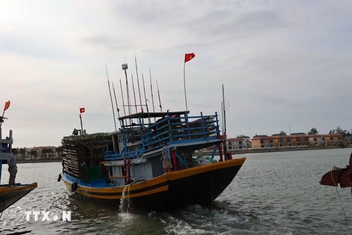 Tàu cá xuất bến. (Ảnh: Hoàng Nhị/TTXVN)