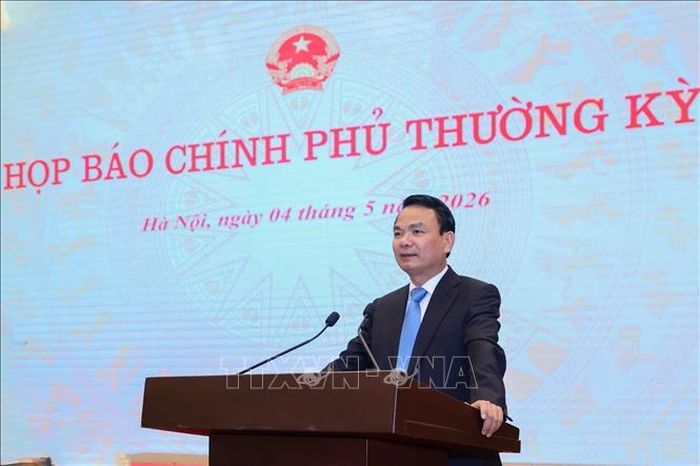 Bộ trưởng, Chủ nhiệm Văn phòng Chính phủ Đặng Xuân Phong chủ trì họp báo Chính phủ thường kỳ tháng 4/2026. Ảnh: TTXVN