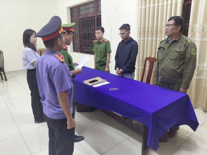 Võ Nguyễn Duy An tại cơ quan điều tra (Ảnh: Công an cung cấp).