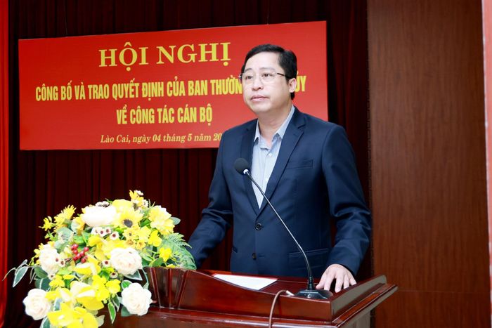 Bí thư Tỉnh ủy Lào Cai Dương Quốc Huy phát biểu.