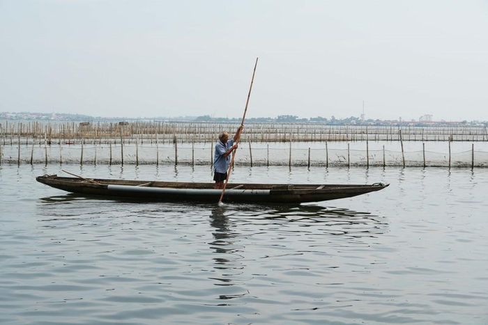 Cảnh hoang sơ, bình yên trên phá Tam Giang đoạn gần cửa biển Thuận An, thành phố Huế. Ảnh: Nguyên Lý - TTXVN