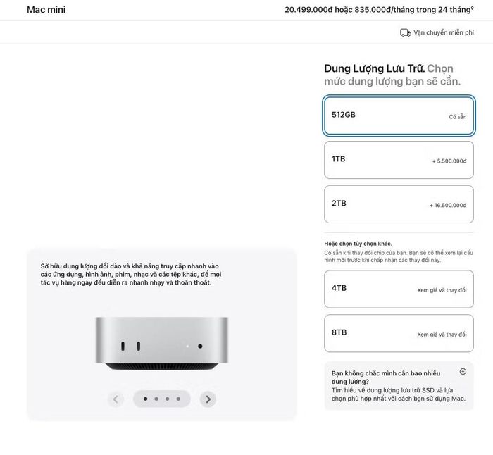 Chỉ trong thời gian ngắn sau khi CEO Tim Cook thừa nhận áp lực chuỗi cung ứng, mức giá khởi điểm 599 USD đã biến mất, thay bằng cấu hình 512GB với giá tăng mạnh lên 799 USD.