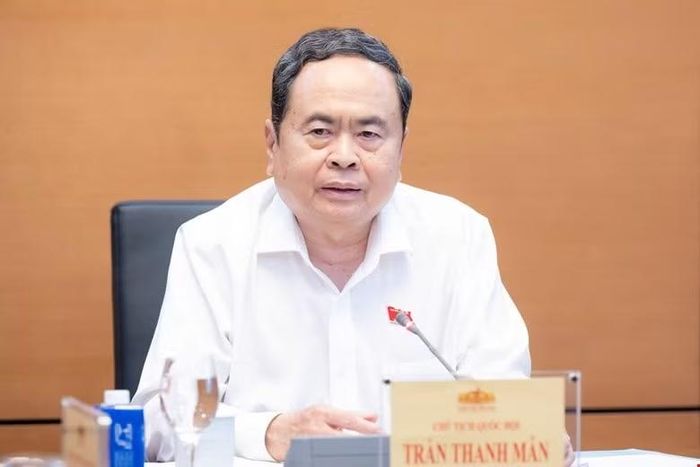 Chủ tịch Quốc hội Trần Thanh Mẫn phát biểu tại cuộc họp. Ảnh: QH